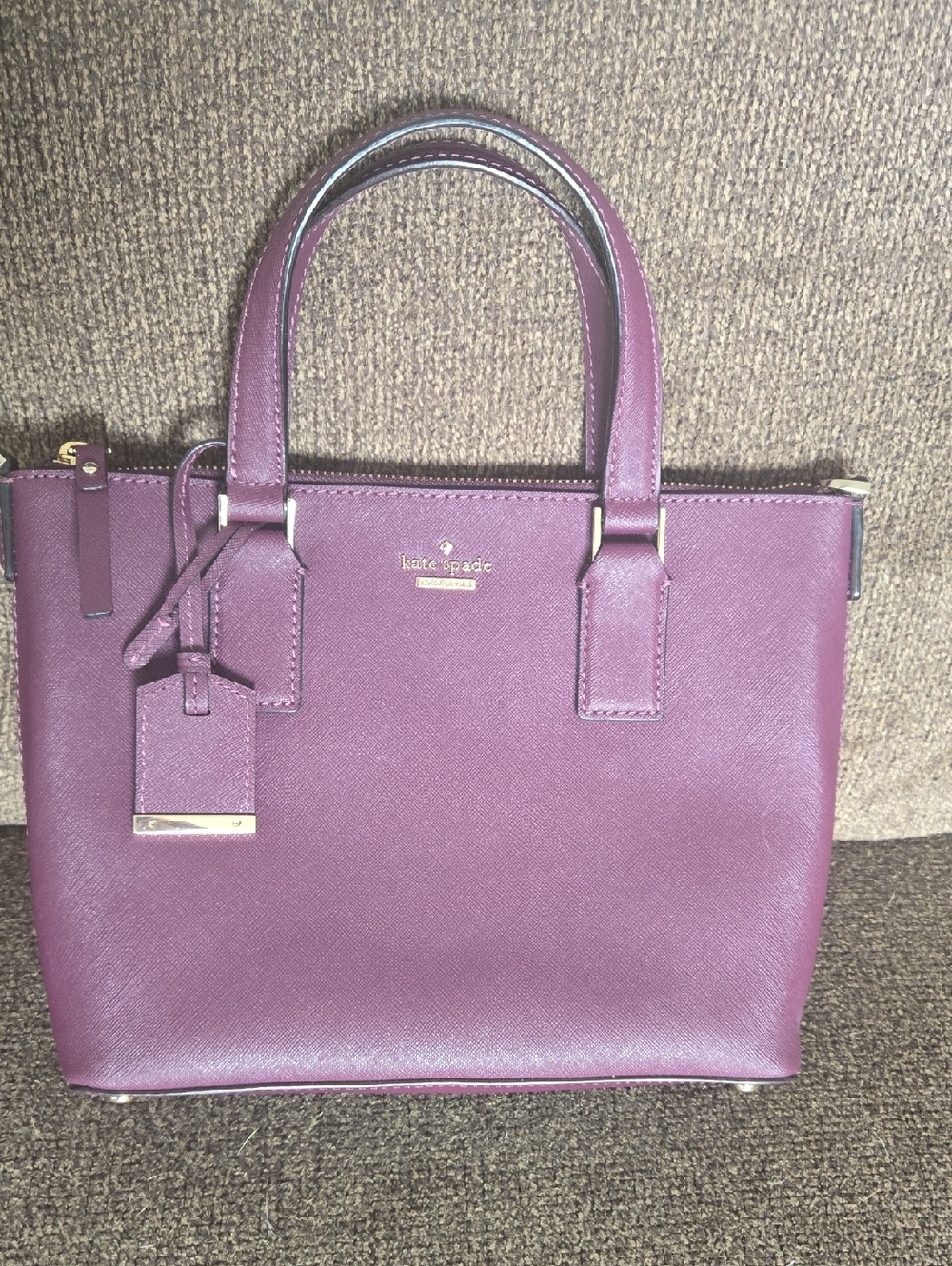 kate spade plum leather top-handle satchel
